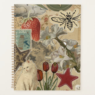 Katzen-Blumen-Collage-Muster – Hübsches künstleris Planer