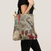 Katzen-Blumen-Collage-Muster – Hübsches künstleris Tasche (Von Nahem)