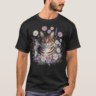 Katzen Blumen Floral Süß Kätzchen Ästhetik Katzenl T-Shirt