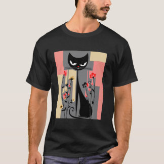 Katzen Blumen Kunstwerk Humorvolle Katze mit Blume T-Shirt