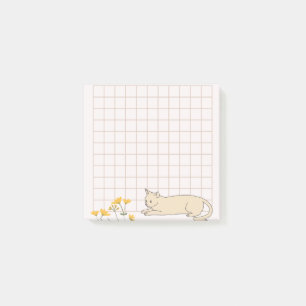 Katzen-Blumen-Raster Post-it Klebezettel