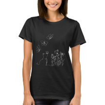 Katzen Blumen und Schmetterlinge