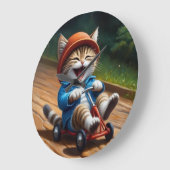 Katzen Boardsport Große Wanduhr (Winkel)