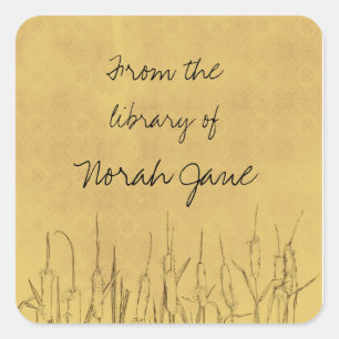 Katzen Botanischer Zeichnend Personalisierter Name Quadratischer Aufkleber