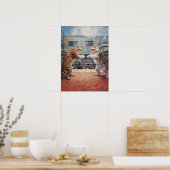 Katzen Boxen kämpfen Kampfkünste Poster (Küche)