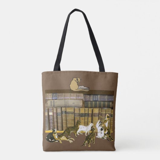 Katzen-Buch-Liebhaber-Bibliotheks-Kunst Tasche (Rückseite)