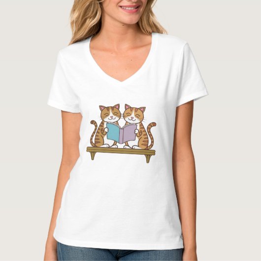 Katzen buchen T-Shirt (Vorderseite)