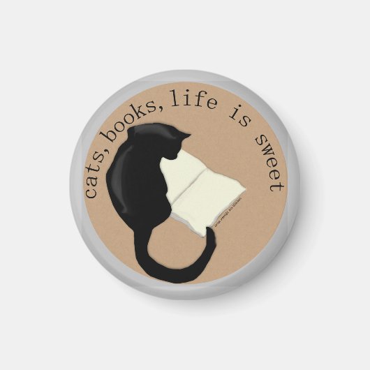 Katzen, Bücher, das Leben ist süß Magnet (Vorne)