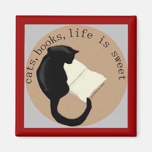 Katzen, Bücher, das Leben ist süß v2 Magnet (Vorne)