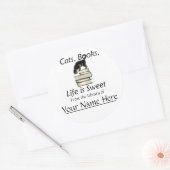 Katzen, Bücher, das Leben ist süße Buchzeichen Runder Aufkleber (Umschlag)