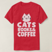 Katzen Bücher Kaffee T-Shirt (Design vorne)