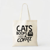 Katzen Bücher Kaffeetyp Buchwürmer Zitat Tragetasche (Vorne)