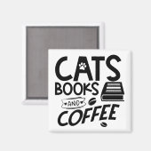 Katzen Bücher Kaffeetyp Lesen Zitat Magnet (Vorderseite/Rückseite)