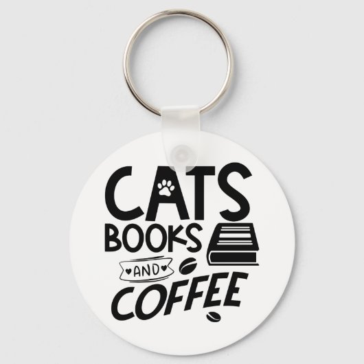 Katzen Bücher Kaffeetypografie Bookworm Sprichwort Schlüsselanhänger (Vorderseite)
