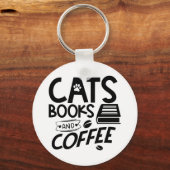 Katzen Bücher Kaffeetypografie Bookworm Sprichwort Schlüsselanhänger (Vorderseite)