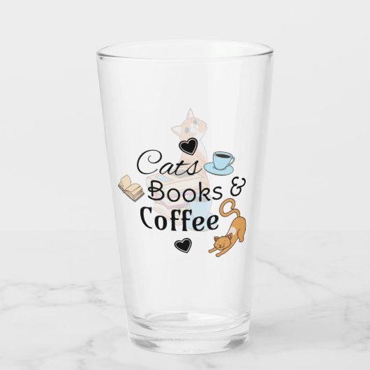 Katzen, Bücher und Kaffee Niedlich Glas (Rückseite)
