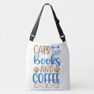 Katzen, Bücher und Kaffee Tasche