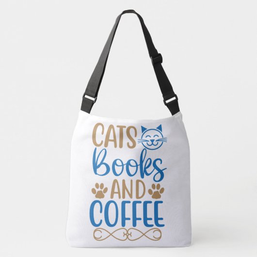 Katzen, Bücher und Kaffee Tasche (Vorderseite)