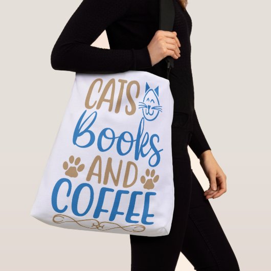 Katzen, Bücher und Kaffee Tasche (Von Nahem)