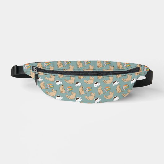 Katzen Bücher Und Kaffezeit Bauchtasche (Vorderseite)