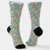 Katzen Bücher Und Kaffezeit Socken (Gewinkelt)