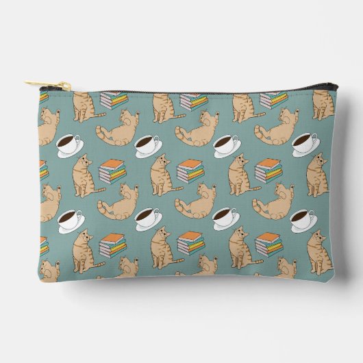 Katzen Bücher Und Kaffezeit Zubehörtasche (Vorderseite)