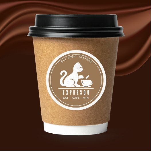 Katzen-Café Personalisierte Branding Runder Aufkleber