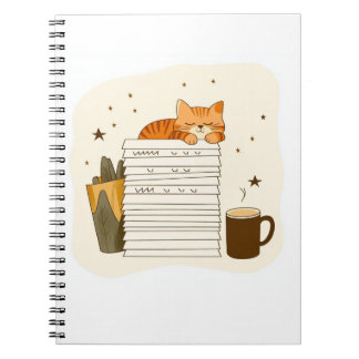Katzen-Café-Stapel-Notizbuch studieren Notizblock