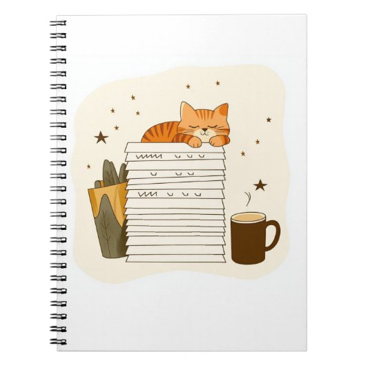 Katzen-Café-Stapel-Notizbuch studieren Notizblock (Vorderseite)