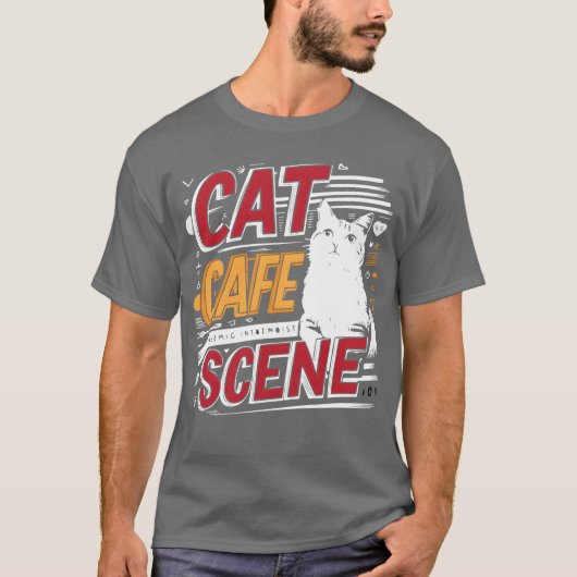 Katzen Café Szene Freunde T-Shirt (Vorderseite)