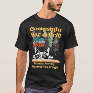 Katzen-Campingplatz-Grill lustig sarkastisch Campi T-Shirt