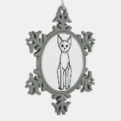 Katzen-Cartoon Devons Rex Schneeflocken Zinn-Ornament (Links)