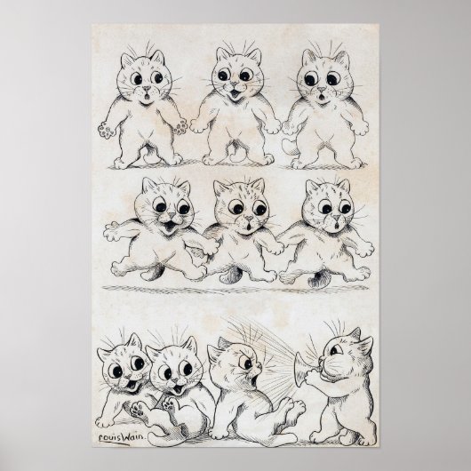 Katzen Cartoon, Louis Wain Poster (Vorne)