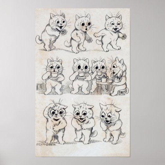Katzen Cartoon, Louis Wain Poster (Vorne)