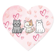 Katzen-Cartoons und Herzen