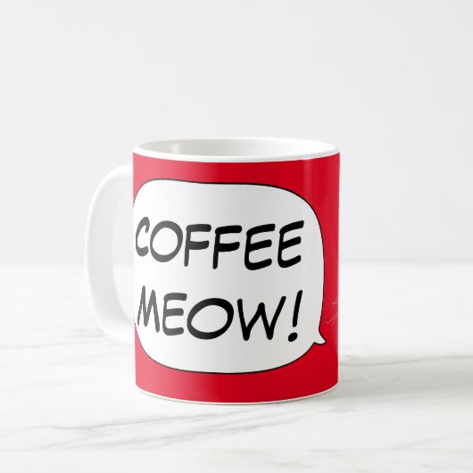 Katzen-Chat KAFFEEMEOW! durch BlissAndKittens Kaffeetasse (Vorderseite Links)