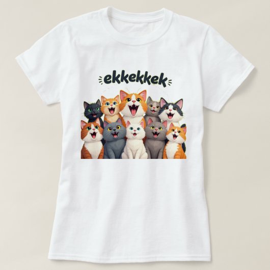 Katzen chattern, zwitschern, ekekek T-Shirt (Design vorne)