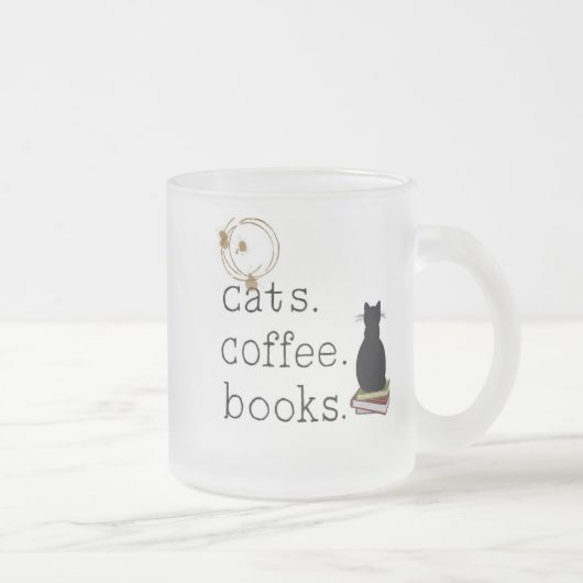 Katzen. Coffee. Bücher. Perfektion. Mattglastasse (Rechts)