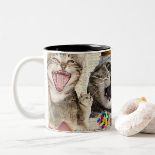 Katzen-Collage-Kaffeetasse Zweifarbige Tasse