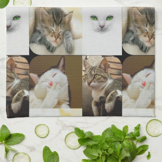 Katzen-Collagen-Geschirrtuch Geschirrtuch (Gefaltet)