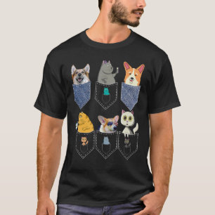 Katzen & Corgis Taschen Pop Katze Corgi Hund T-Shirt