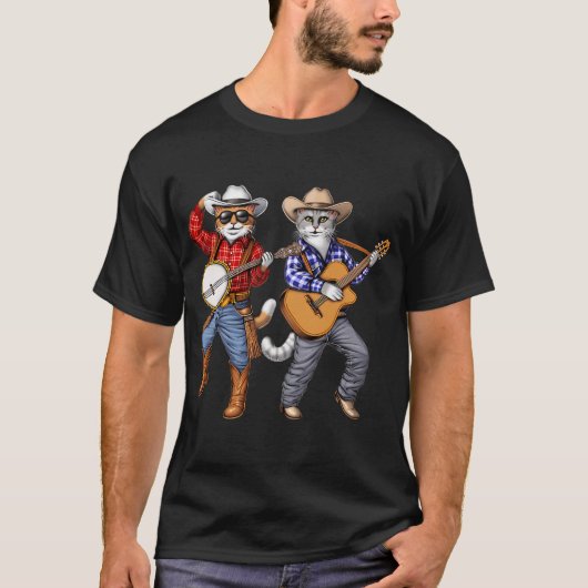 Katzen-Cowboys T-Shirt (Vorderseite)