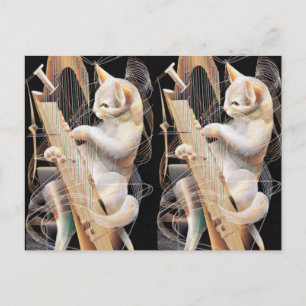 Katzen Crescendo – Surrealistische Kunstpostkarte Postkarte