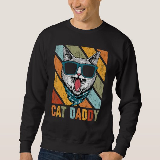 Katzen Daddy Hipster Vintag 1 Sweatshirt (Vorderseite)