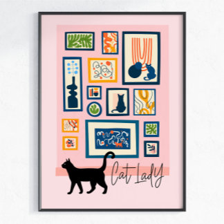 Katzen Dame Bunt Moderne Katzenliebhaber Dekor Ros Poster