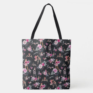 KATZEN-DAME FLORAL Hot Pink Tasche