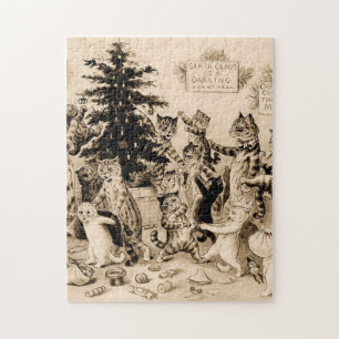 Katzen dekorieren den Weihnachtsbaum von Louis Wai Puzzle
