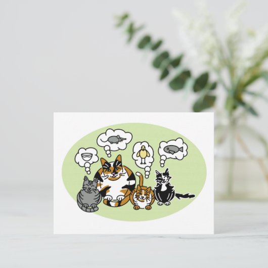 Katzen denken postkarte (Stehend Vorderseite)