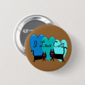 Katzen der Liebe I--Schwarze Katzen-Kunstgeschenke Button (Vorne & Hinten)