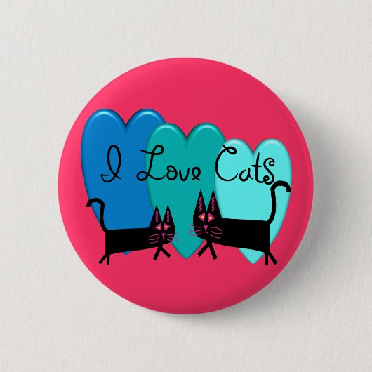 Katzen der Liebe I--Schwarze Katzen-Kunstgeschenke Button (Vorderseite)